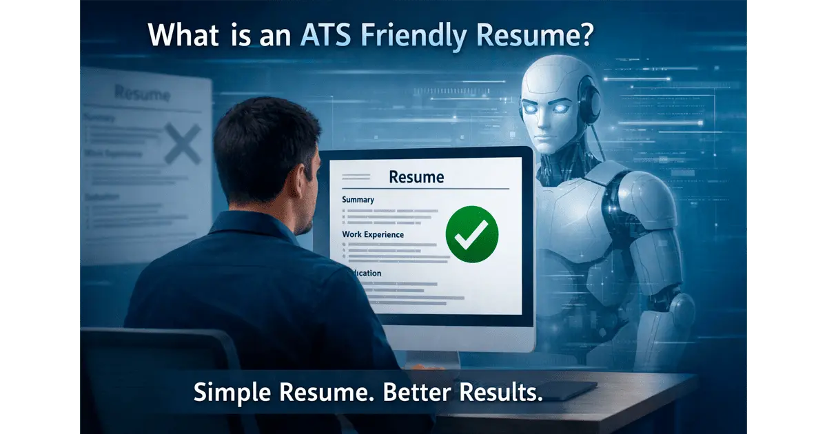 A split screen showing a visual resume failing an ATS scan versus a clean text resume passing with a high score