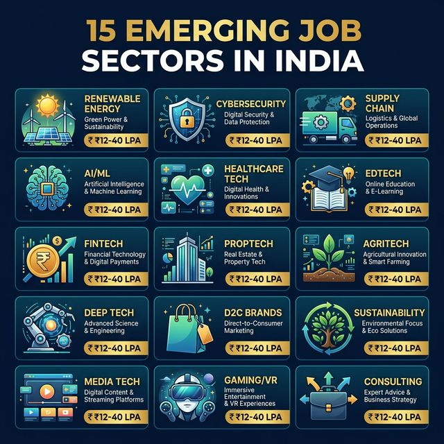 15 emerging job sectors in India with high salary potential for experienced professionals
