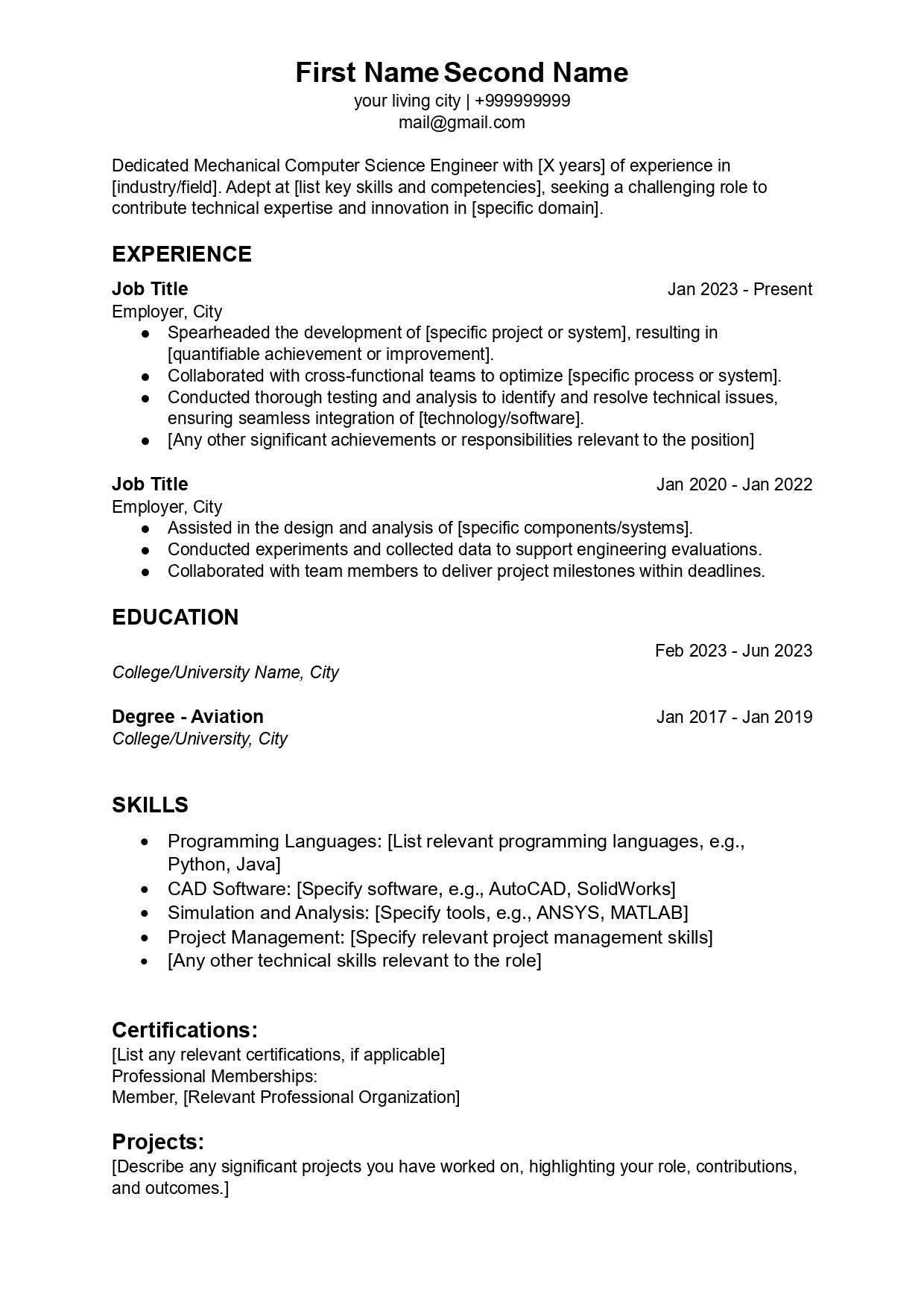 Canadian Resume Format (Free Download Template)